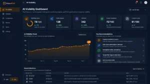 PulseWMS AI visibility dashboard for reviewing AI search and GEO readiness signals