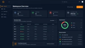 PulseWMS agency workspace dashboard for organizing client websites and website operations