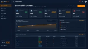 PulseWMS technical SEO monitoring dashboard for crawl, metadata, and indexing checks